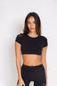 Crop Top Básico Manga Corta Negro