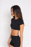 Crop Top Básico Manga Corta Negro