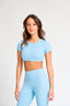 Crop Top Básico Manga Corta Candy Blue