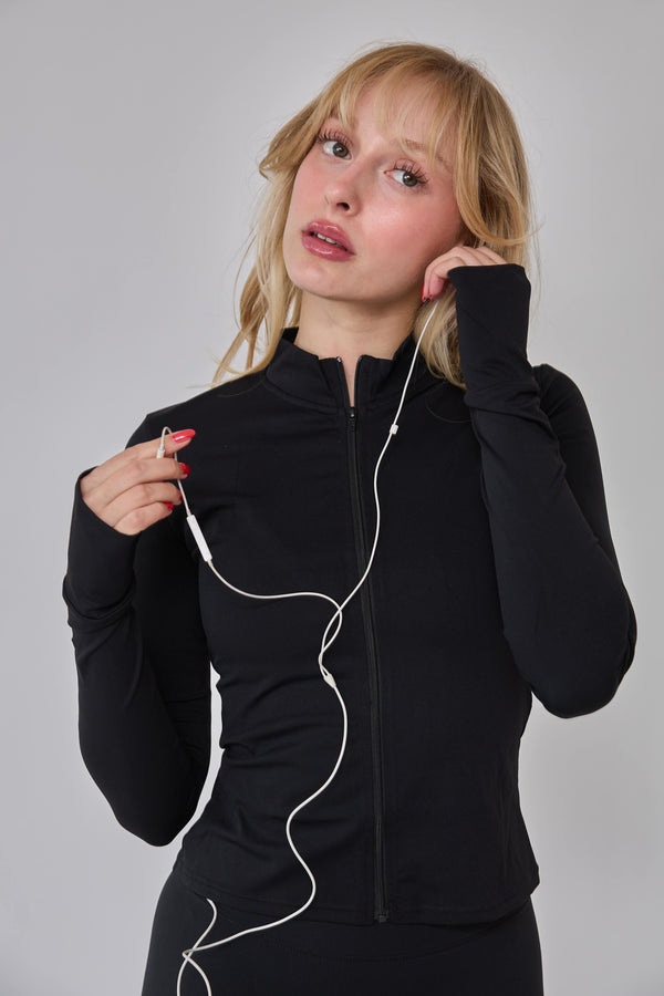 Polerón Básico Full Zip Negro